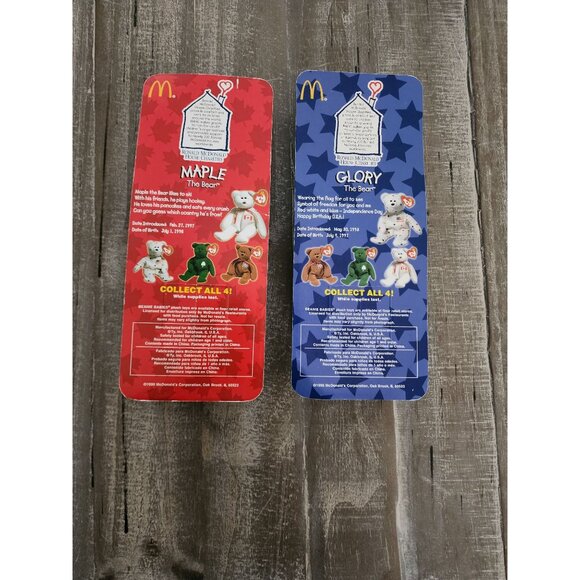 Ty Beanie Babies Maple & Glory The Bear McDonalds Collectible Set - Picture 2 of 11